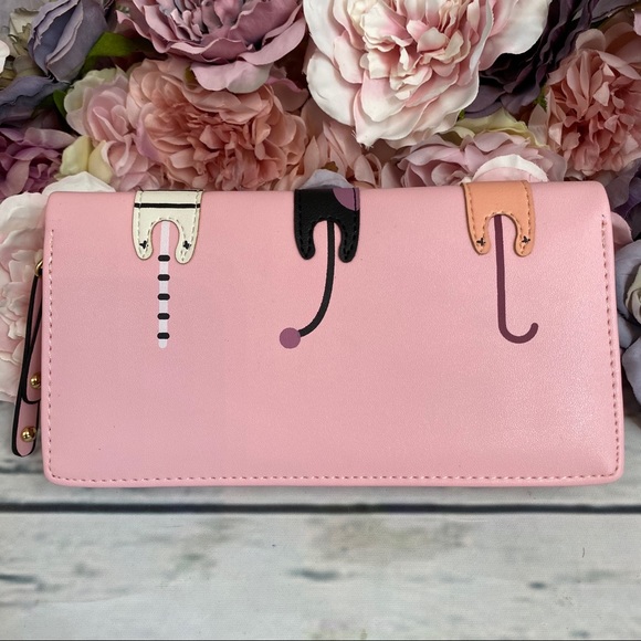 Pink Vegan Leather Cat Clutch Wallet Checkbook - Picture 3 of 15